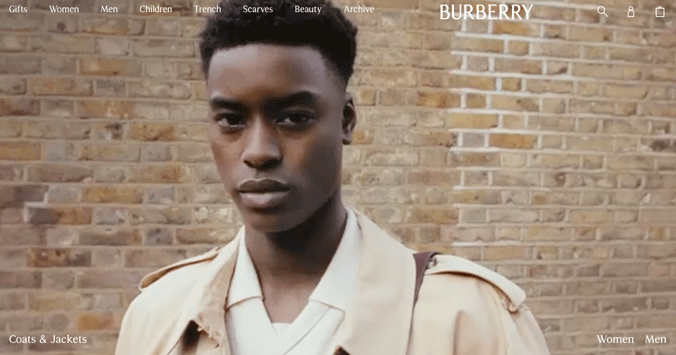Burberry's home page