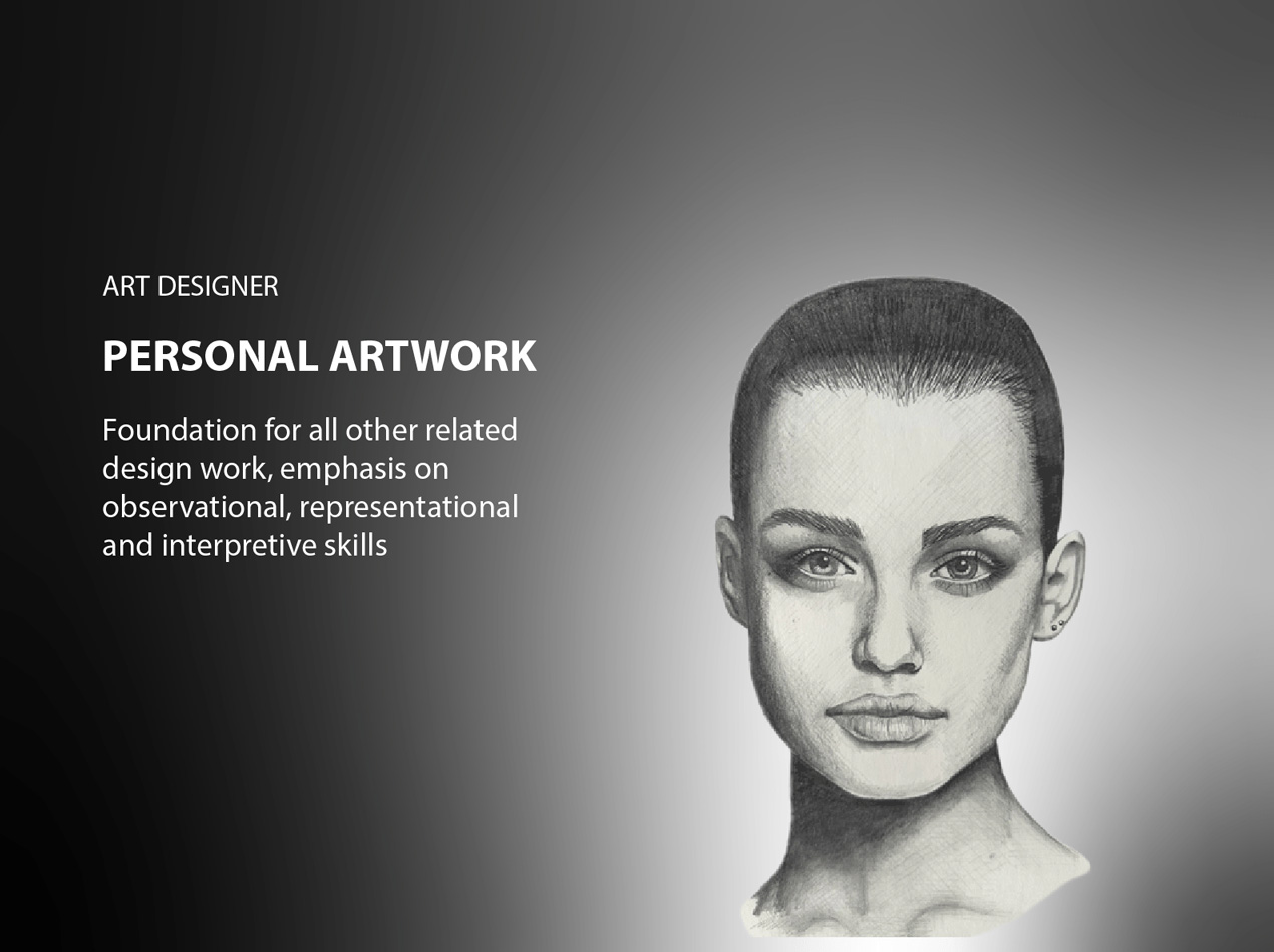 Info card displaying sketched ladies face