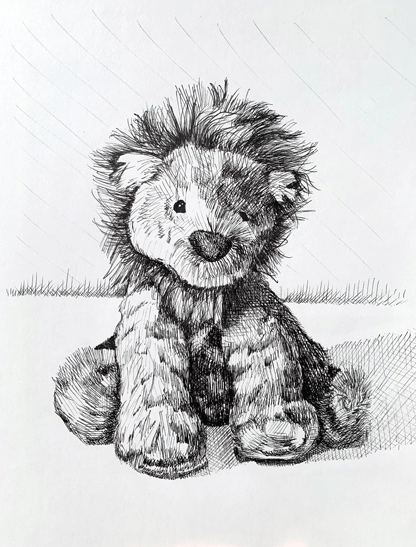 Lion drawing showing texture