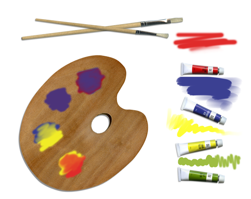 Painter's palette with a variety of colors