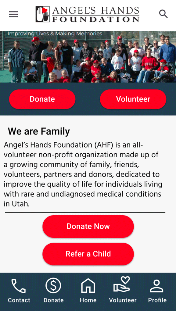 Final wireframe of home page