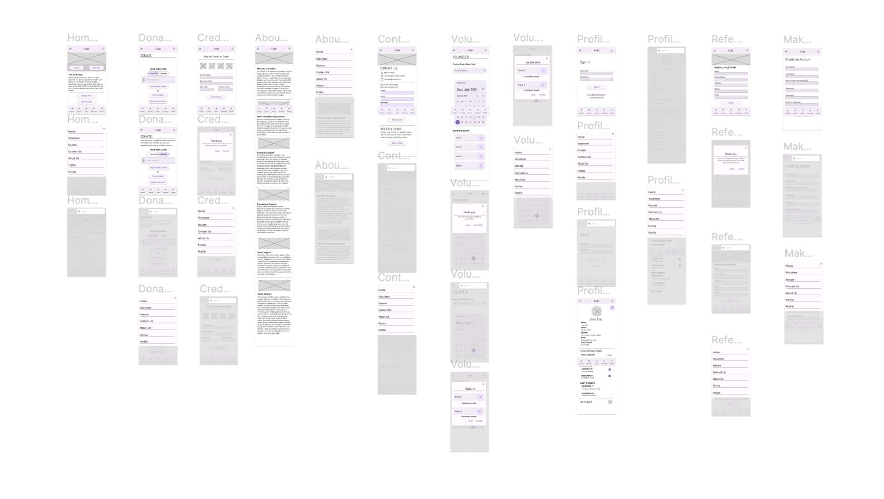 Low fidelity wireframe layout