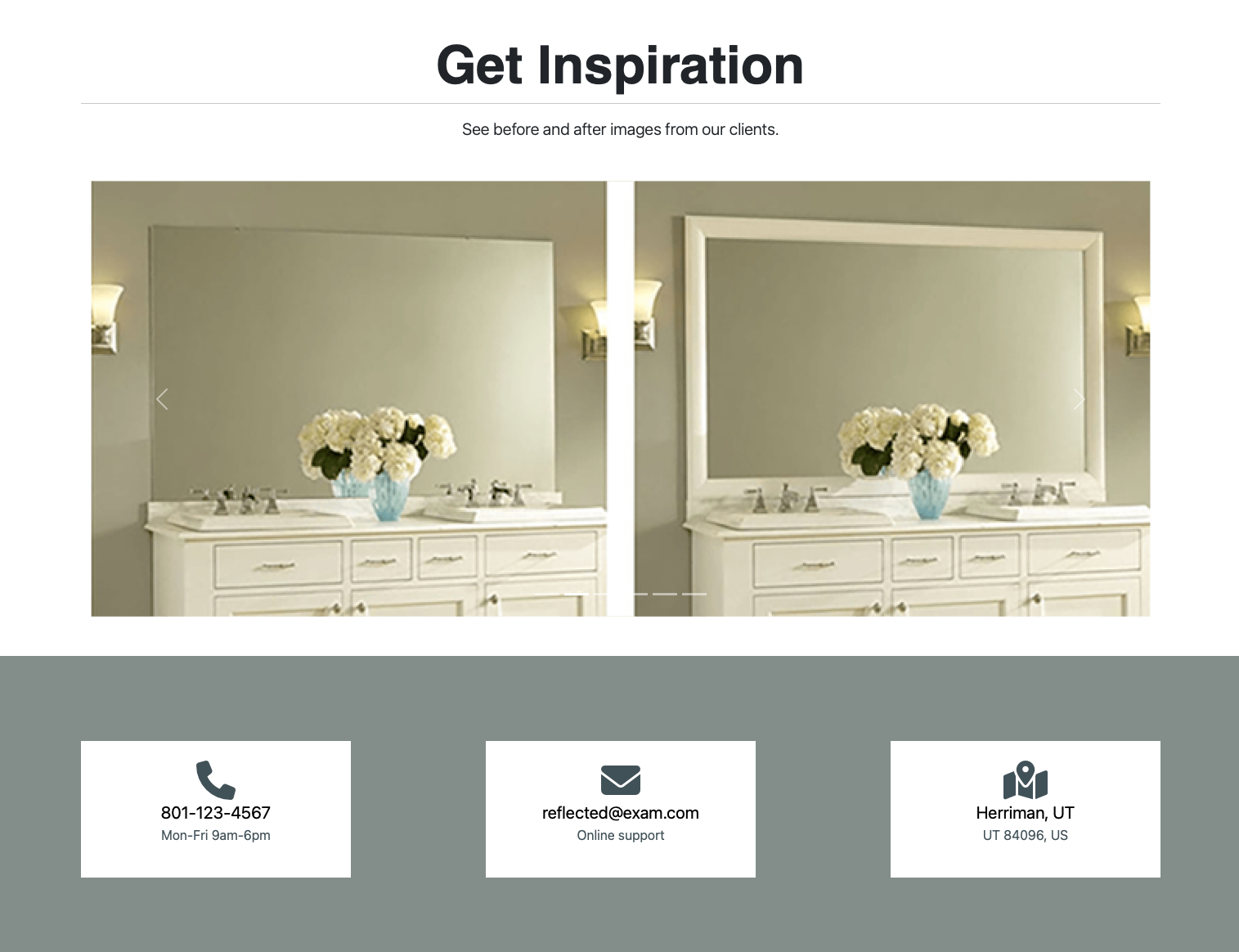 Get inspiration section seeing before and after images of mirror frames